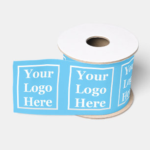 Sjabloon Uw Logo hier op Sky Blue Grosgrain Lint
