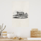  Sjabloon van 1800 Merino Sheep Ewe Lamb Poster (Keuken)