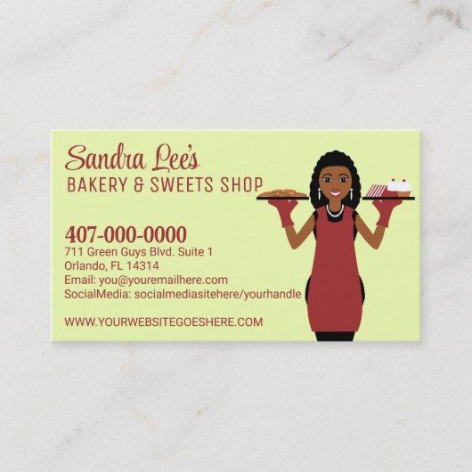 Sjabloon van Afrikaanse Amerikaanse cupcake (bakke Visitekaartje (Voorkant)