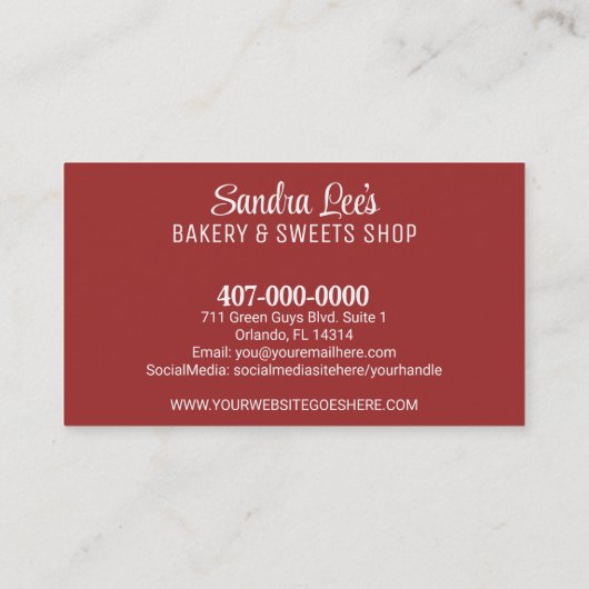 Sjabloon van Afrikaanse Amerikaanse cupcake (bakke Visitekaartje (Achterkant)