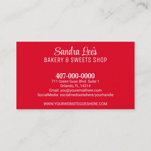 Sjabloon van Afrikaanse Amerikaanse cupcake (bakke Visitekaartje (Achterkant)