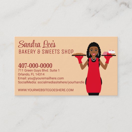 Sjabloon van Afrikaanse Amerikaanse cupcake (bakke Visitekaartje (Voorkant)