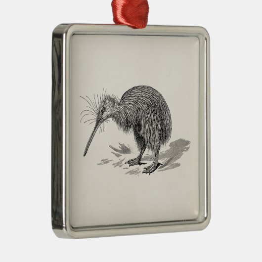 Sjabloon van Antiek vogelvogels Kiwi Metalen Ornament (Rechts)