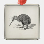  Sjabloon van Antiek vogelvogels Kiwi Metalen Ornament (Voorkant)