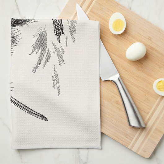  Sjabloon van Antiek vogelvogels Kiwi Theedoek (Quarter Fold)