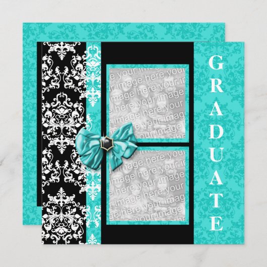 Sjabloon van Aqua Black afstuderen demask Aqua PER Kaart (Voorkant / Achterkant)