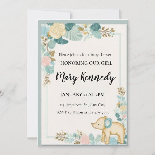 Sjabloon van Baby shower in de stutten en kutsen Kaart (Voorkant)