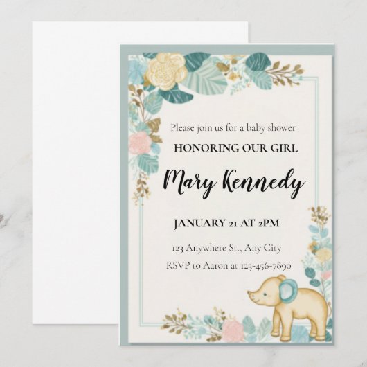 Sjabloon van Baby shower in de stutten en kutsen Kaart (Voorkant / Achterkant)