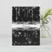 Sjabloon van Black and Silver Glam Party Kaart (Staand voorkant)