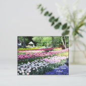 Sjabloon van briefkaarten, bloementuinen briefkaart (Staand voorkant)