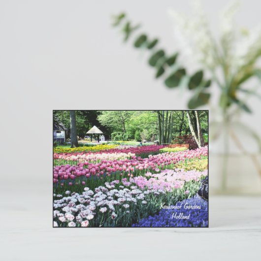 Sjabloon van briefkaarten, bloementuinen briefkaart (Staand voorkant)