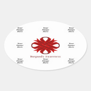 Sjabloon van Burgundy Clover Ribbon door Kenneth Y Ovale Sticker