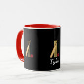 Sjabloon van cricket, wicket, bat en ball mok (Voorkant links)