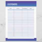 Sjabloon van Customer Tracker-pagina (Voorkant)