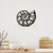 Sjabloon van de  Ammonite Seashell Fossil Shell Poster (Keuken)