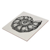 Sjabloon van de Ammonite Seashell Fossil Shell Tegeltje (Zijkant)
