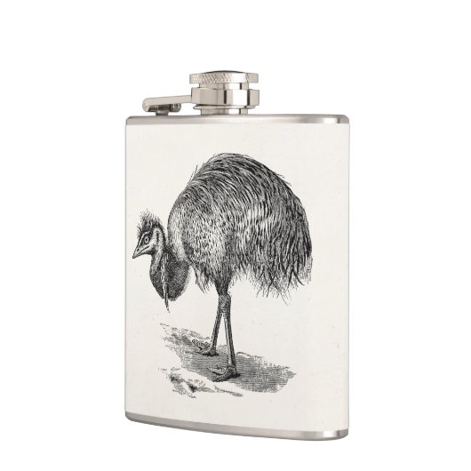 Sjabloon van de Australische vogelillustratie Emu Heupfles (Links)