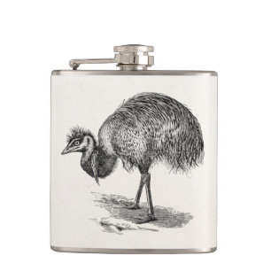 Sjabloon van de Australische vogelillustratie Emu Heupfles