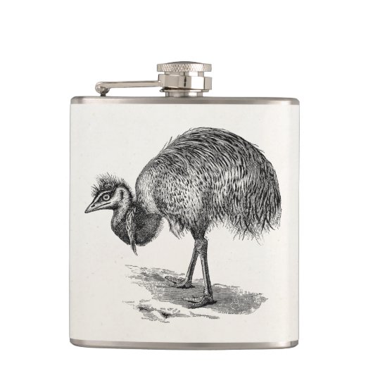 Sjabloon van de Australische vogelillustratie Emu Heupfles (Voorkant)