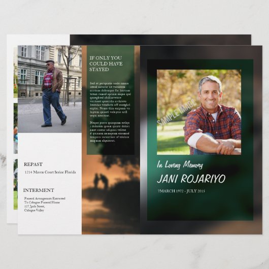 Sjabloon van de brochure van het begrafenisprogram (Voorkant / Achterkant)