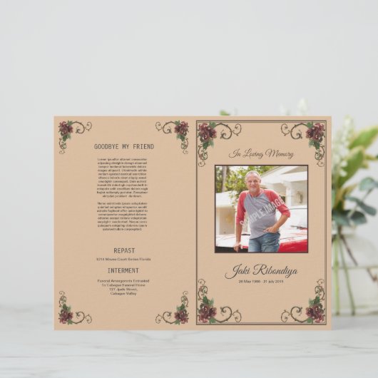 Sjabloon van de brochure van het begrafenisprogram (Staand voorkant)