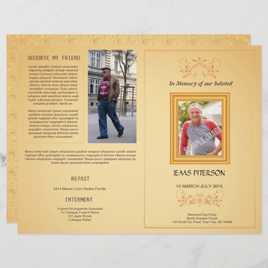 Sjabloon van de brochure van het begrafenisprogram (Voorkant / Achterkant)