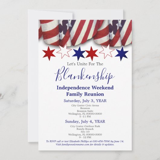 Sjabloon van de familie Patriottic Bunting Kaart (Voorkant)