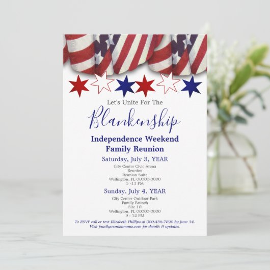 Sjabloon van de familie Patriottic Bunting Kaart (Staand voorkant)