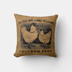 Sjabloon van de Faux Burlap Chicken Feed Sack Kussen