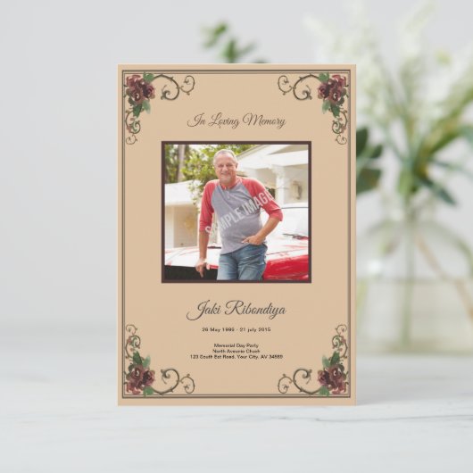 Sjabloon van de Funeral Program Card Kaart (Staand voorkant)