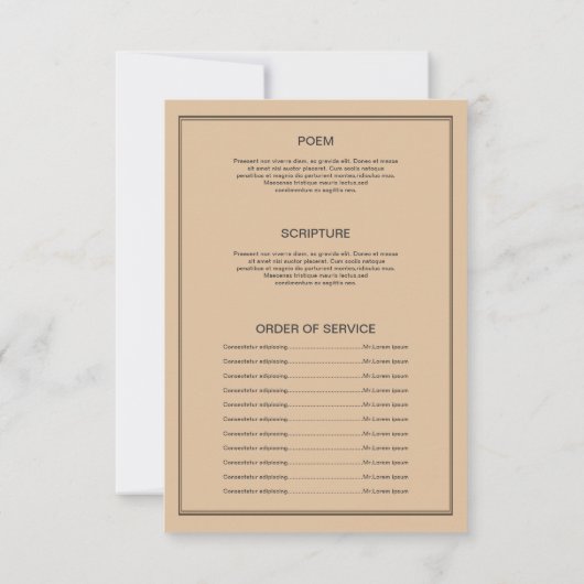 Sjabloon van de Funeral Program Card Kaart (Achterkant)