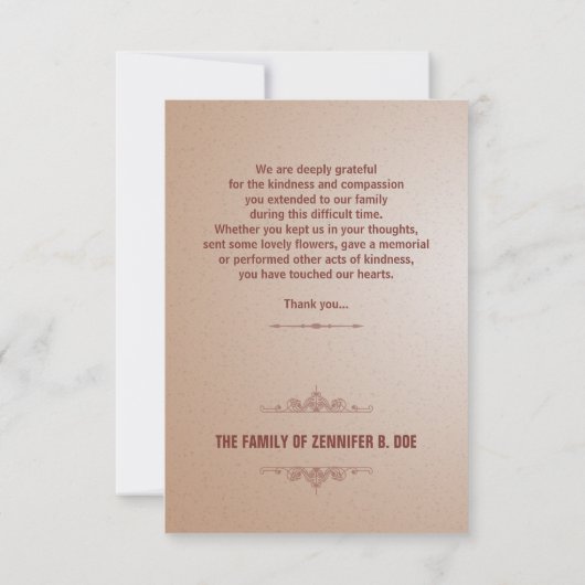 Sjabloon van de Funeral Program Card Kaart (Achterkant)