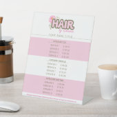 Sjabloon van de haarstylist salon prijslijst reclamebord met voetstuk (Insitu)