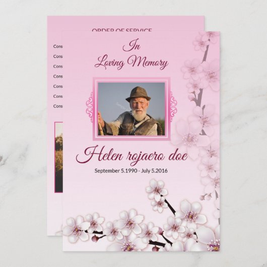 Sjabloon van de Kaart van het begrafenisprogramma (Voorkant / Achterkant)