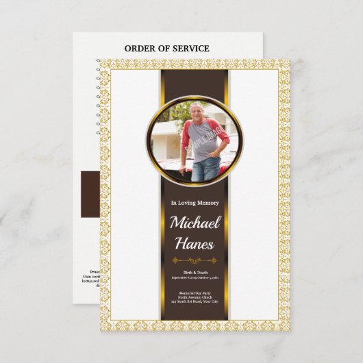 Sjabloon van de Kaart van het begrafenisprogramma (Voorkant / Achterkant)