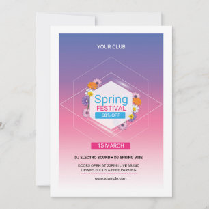 Sjabloon van de lentepartijenuitnodigingsbrochure kaart