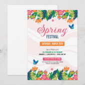 Sjabloon van de lentepartijenuitnodigingsbrochure kaart (Voorkant / Achterkant)