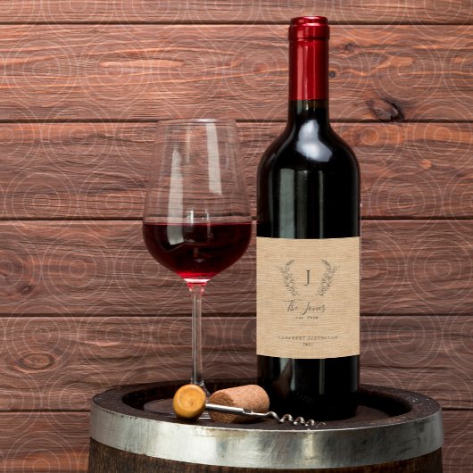 Sjabloon van de naam van de familie Elegant monogr Wijn Etiket