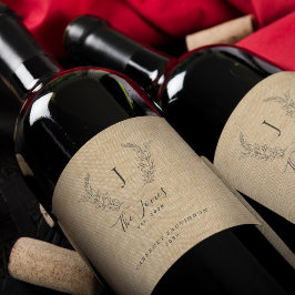 Sjabloon van de naam van de familie Elegant monogr Wijn Etiket