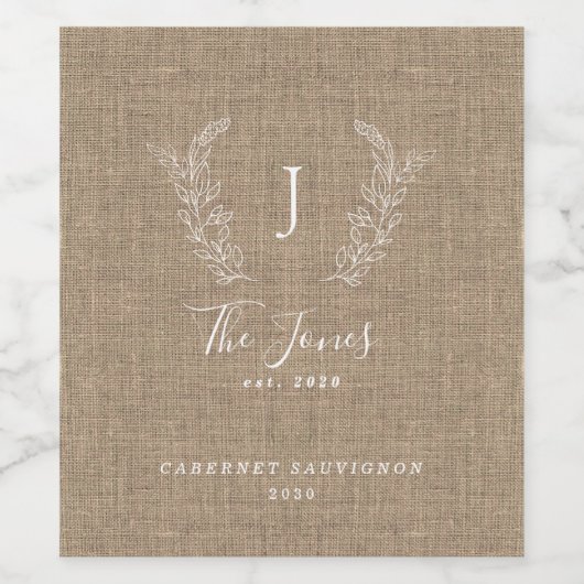Sjabloon van de naam van de familie Elegant monogr Wijn Etiket (Enkel label)