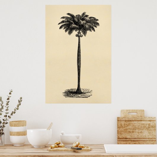  Sjabloon van de palmboom op het eiland Blank Poster (Keuken)