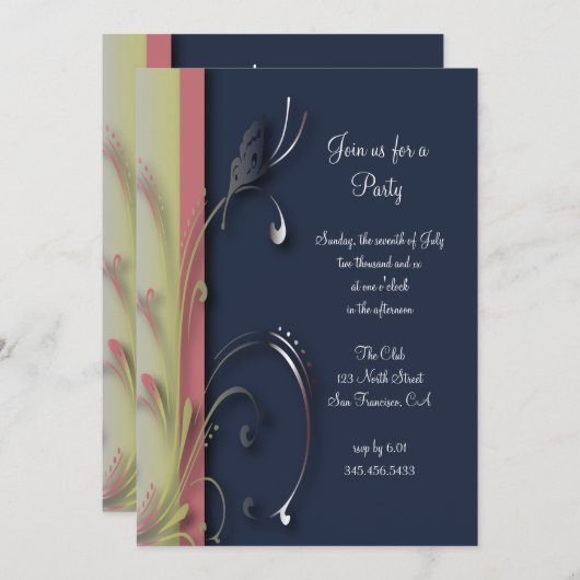 Sjabloon van de partij "Butterfly" van de natuur | Kaart (Voorkant / Achterkant)