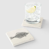  Sjabloon van de platvis van de soort "Aquatic" Stenen Onderzetter (Zijkant)