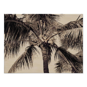 Sjabloon van de  Sepia Retro Hawaiian palm Foto Afdruk