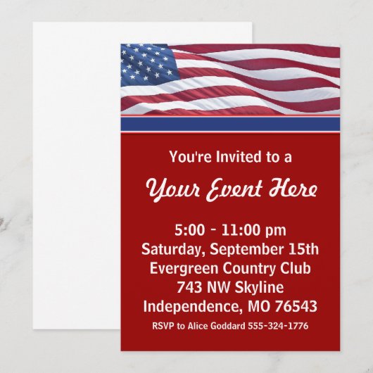 Sjabloon van de uitnodiging voor de campagnepartij (Voorkant / Achterkant)