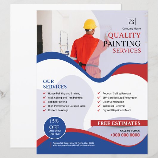 Sjabloon van de verfdienst Flyer: (Voorkant / Achterkant)