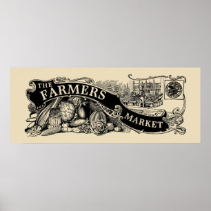  Sjabloon van de Victoriaans Era Farmers Market Poster