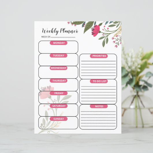 Sjabloon van de weekplanner (Staand voorkant)