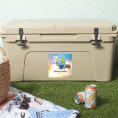 Sjabloon van de wereldreiziger, voeg tekst toe, sticker (Koeler)