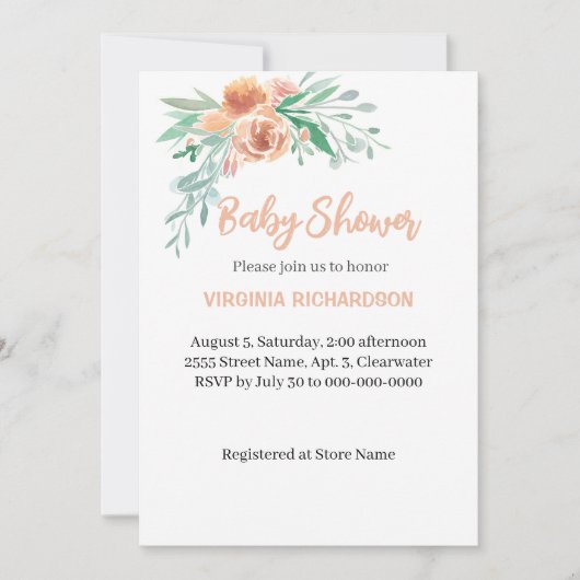 Sjabloon van edel Baby shower Kaart (Voorkant)